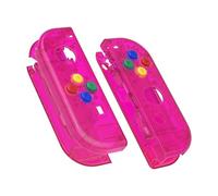 eXtremeRate DIY Replacement Shell Buttons for Nintendo Switch & Switch OLED, Clear Candy Pink Custom Housing Case with Corlorful Button for Joycon Handheld Controller - Console Shell NOT Included