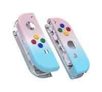 eXtremeRate DIY Replacement Shell Buttons for Nintendo Switch & Switch OLED, Gradient Pink Blue Housing Case with Corlorful Button for Joycon Handheld Controller [Only the Shell, NOT the Joycon]