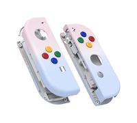 eXtremeRate DIY Replacement Shell Buttons for Nintendo Switch & Switch OLED, Gradient Pink Violet Housing Case with Corlorful Button for Joycon Handheld Controller [Only the Shell, NOT the Joycon]
