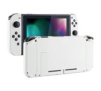 eXtremeRate DIY Replacement Shell Buttons for Nintendo Switch, White Back Plate for Switch Console, Custom Housing Case with Full Set Buttons for Joycon Handheld Controller [Only Shell, NO Console]