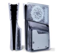 eXtremeRate eXcover Console Replacement Top Bottom Cover Compatible with ps5 Slim Disc Edition, Side Panel Faceplate Back Plate with Cooling Vent Shell Compatible with ps5 Slim Disc - Clear Ice Blue