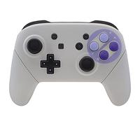 eXtremeRate Faceplate Backplate Handles for Switch Pro Controller, Classic SNES Style Replacement Shell Case with Purple D-pad ABXY Buttons for Nintendo Switch Pro - Controller NOT Included