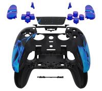 eXtremeRate Full Set Housing Shell with Button Touchpad Cover Compatible with PS5 Edge Controller, Blue Flame Replacement Decorative Trim Shell for Front and Back Plate PS5 Edge Controller