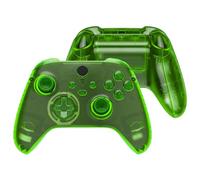 eXtremeRate Full Set Shell Buttons for Xbox Series X & S Controller, Clear Green Replacement Side Rails Grips Front Back Plate Cover