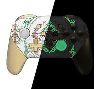 eXtremeRate Glow in Dark - Totem of Kingdom White Faceplate Backplate Handles for Nintendo Switch Pro Controller, Soft Touch Replacement Grip Housing Shell Cover and Buttons for Nintendo Switch Pro