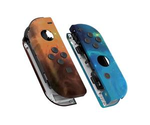 eXtremeRate Gold Star Universe Patterned Soft Touch Grip Joy con Handheld Controller Housing with Full Set Buttons, DIY Replacement Shell Case for Nintendo Switch Joycon & Switch OLED Joy con