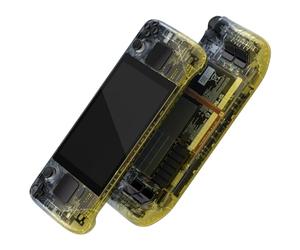 eXtremeRate Gradient Black Yellow Custom Glossy Faceplate Back Plate Shell for Steam Deck, Handheld Console Replacement Housing Case, DIY Full Set Shell w/Buttons for Steam Deck LCD - Console Without