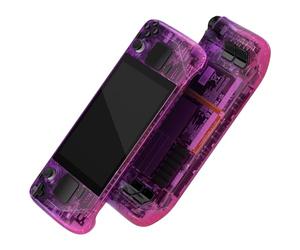 eXtremeRate Gradient Translucent Purple Rose Red Faceplate Back Plate Shell for Steam Deck LCD Handheld Console Replacement Housing Case Custom Full Set Shell Buttons for Steam Deck - Console Without