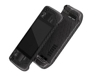 eXtremeRate Graphite Carbon Fiber Pattern Custom Glossy Faceplate Back Plate Shell for Steam Deck LCD, Handheld Console Replacement Housing Case, DIY Full Set Shell with Buttons for Steam Deck Console
