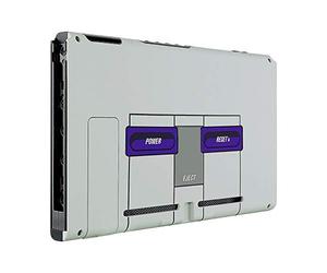 eXtremeRate Grip Classics SNES Style Console Back Plate DIY Replacement Housing Shell Case for Nintendo Switch Console with Kickstand - JoyCon Shell NOT Included