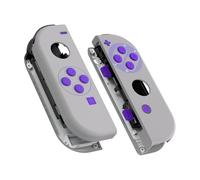 eXtremeRate Grip Classics SNES Style Joy con Handheld Controller Housing with Full Set Buttons, DIY Replacement Shell Case for Nintendo Switch Joycon & Switch OLED Joy con