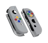 eXtremeRate Grip SFC SNES Classic EU Style Joy con Handheld Controller Housing with Coloful Buttons, DIY Replacement Shell Case for Nintendo Switch Joycon & Switch OLED Joy con