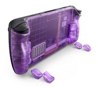 eXtremeRate Interchangeable Back Buttons Shell for Steam Deck LCD & OLED, Replacement Ergonomic Fingers Grip L4L5 R4R5 Back Shell for Steam Deck - 2 Height Adjustable Buttons - Clear Atomic Purple