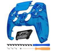 eXtremeRate LUNA Redesigned Clear Blue Front Shell Touchpad Compatible with ps5 Controller BDM-010 020 030 040 050, DIY Replacement Custom Touch Pad Cover Compatible with ps5 Controller