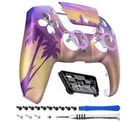 eXtremeRate LUNA Redesigned Front Shell Touchpad Compatible with p s 5 Controller BDM-010 020 030 040 050, Neon Miami Replacement Faceplate Case Custom Cover Compatible with p s 5 Controller