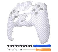 eXtremeRate LUNA Redesigned Front Shell Touchpad Compatible with ps5 Controller BDM-010 020 030 040 050, White Silver Carbon Fiber Replacement Custom Touch Pad Cover Compatible with ps5 Controller