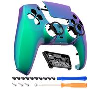 eXtremeRate LUNA Redesigned Front Shell Touchpad Compatible with ps5 Controller BDM-010 020 030 040 050, Chameleon Green Purple Replacement Custom Touch Pad Cover Compatible with ps5 Controller