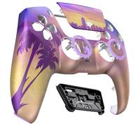 eXtremeRate LUNA Redesigned Front Shell Touchpad Compatible with ps5 Controller BDM-010 020 030 040 050 060, Replacement Faceplate Case Cover Compatible with ps5 Controller - Neon Miami