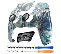 eXtremeRate LUNA Redesigned Front Shell Touchpad Compatible with ps5 Controller BDM-010 020 030 040 050, Jade Dragon Cloud Dominator Replacement Faceplate Case Touch Pad Compatible with ps5 Controller