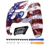 eXtremeRate LUNA Redesigned Front Shell Touchpad Compatible with ps5 Controller BDM-010 020 030 040 050, Impression US Flag Replacement Faceplate Case Custom Touch Pad Cover Compatible with ps5