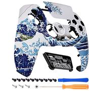 eXtremeRate LUNA Redesigned Front Shell Touchpad Compatible with ps5 Controller BDM-010 020 030 040 050 060, Replacement Faceplate Case Cover Compatible with ps5 Controller - The Great Wave