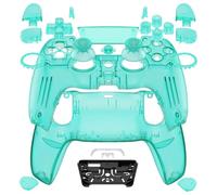 eXtremeRate Luna Redesigned Full Set Shell Buttons Touchpad Cover Compatible with ps5 Controller BDM-030 BDM-040 BDM-050, Emerald Green Replacement Top Bottom Case Compatible with ps5 Controller