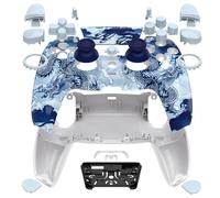 eXtremeRate Luna Redesigned Full Set Shell Buttons Touchpad Cover Compatible with ps5 Controller BDM-030 BDM-040 BDM-050, Porcelain Dragon Replacement Top Bottom Cover Compatible with ps5 Controller