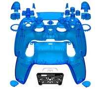 eXtremeRate Luna Redesigned Full Set Shell Buttons Touchpad Cover Compatible with ps5 Controller BDM-030 BDM-040 BDM-050, Clear Blue Replacement Top Bottom Cover Case Compatible with ps5 Controller