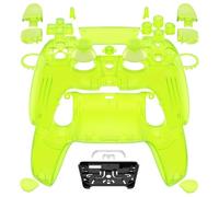 eXtremeRate Luna Redesigned Full Set Shell Buttons Touchpad Cover Compatible with ps5 Controller BDM-030 BDM-040 BDM-050, Clear Lime Green Replacement Top Bottom Case Compatible with ps5 Controller