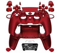 eXtremeRate Luna Redesigned Full Set Shell Buttons Touchpad Cover Compatible with ps5 Controller BDM-030 BDM-040 BDM-050, Scarlet Red Replacement Top Bottom Cover Case Compatible with ps5 Controller