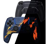 eXtremeRate LUNA Redesigned Glow in Dark Mecha - Orange Front Shell Compatible with ps5 Controller BDM-010 020 030 040 050, Rubberized 4 Back Buttons RISE4 Remap Kit for PS5 Controller BDM-010 BDM-020