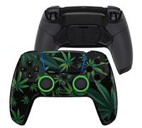 eXtremeRate LUNA Redesigned Green Weeds Front Shell Touchpad Compatible with ps5 Controller BDM-010 BDM-020 BDM-030, Rubberized Grip 4 Back Buttons RISE4 Remap Kit for PS5 Controller BDM 010 BDM 020