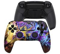 eXtremeRate LUNA Redesigned Splattering Fighting Front Shell Touchpad Compatible with ps5 Controller BDM-010 020 030 040 050, Rubberized 4 Back Buttons RISE4 Remap Kit for PS5 Controller BDM-010 020