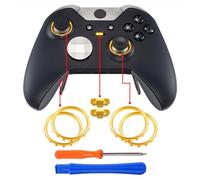 eXtremeRate Matte Chrome Gold Accent Rings Accessories for One Elite Controller, Replacement Parts Profile Switch Buttons for Elite Controller (Model 1698) - Pack of 2
