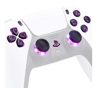 eXtremeRate Multi-Colors Luminated Face Buttons 7 Colors 9 Modes DTF V3 LED Kit for PS5 Controller BDM-010 020 with Black Classical Symbols Dpad Thumbstick Share Option Home Buttons - NO Controller