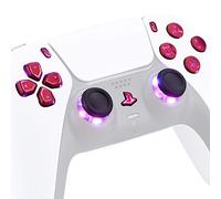 eXtremeRate Multi-Colors Luminated Thumbstick & Face Buttons for ps5 Controller BDM-010/020, Scarlet Red Classical Symbols Buttons DTF V3 LED Kit for ps5 Controller - NOT A Controller