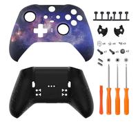 eXtremeRate Nebula Galaxy Patterned Faceplate Shell + Textured Black Bottom Shell for Xbox Elite Series 2, Elite Series 2 Core Controller - Wood Grain