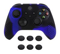 eXtremeRate PlayVital 3D Studded Edition Anti-Slip Silicone Cover Skin for Xbox Series X Controller, Soft Rubber Case Protector for Xbox Series S Controller with Black Thumb Grip Caps - Blue & Black