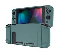 eXtremeRate PlayVital Back Cover for Nintendo Switch Console, NS Joycon Handheld Controller Separable Protector Hard Shell, Customized Dockable Protective Case for Nintendo Switch - Hunter Green