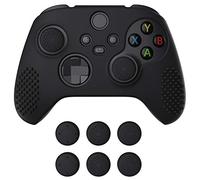eXtremeRate PlayVital Black 3D Studded Edition Anti-slip Silicone Cover Skin for Xbox Series X Controller, Soft Rubber Case Protector for Xbox Series S Controller with 6 Black Thumb Grip Caps