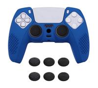 eXtremeRate PlayVital Blue 3D Studded Edition Anti-slip Silicone Cover Skin for ps5 Controller, Soft Rubber Case Protector for ps5 Wireless Controller with 6 Black Thumb Grip Caps
