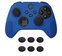eXtremeRate PlayVital Blue 3D Studded Edition Anti-slip Silicone Cover Skin for Xbox Series X Controller, Soft Rubber Case Protector for Xbox Series S Controller with 6 Black Thumb Grip Caps