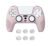 eXtremeRate PlayVital Cherry Blossoms Pink 3D Studded Edition Anti-slip Silicone Cover Skin for ps5 Controller, Soft Rubber Case for ps5 Wireless Controller with 6 White Thumb Grip Caps