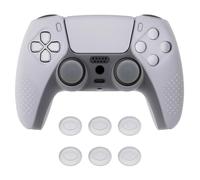 eXtremeRate PlayVital Clear White 3D Studded Edition Anti-Slip Silicone Case Cover for ps5 Controller, Rubber Skin for ps5 Wireless Controller with 6 Clear White Thumb Grip Caps