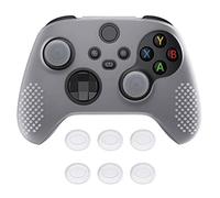 eXtremeRate PlayVital Clear White 3D Studded Edition Anti-slip Silicone Cover Skin for Xbox Series X/S Controller, Rubber Case Protector for Xbox Series X/S Controller with Clear White Thumb Grip Caps