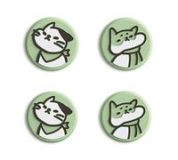 eXtremeRate PlayVital Cute Joystick Covers for Nintendo Switch OLED, Thumb Grip Caps for Nintendo Switch Lite, Silicone Analog Cover Thumbstick Grips for Switch Joycon - Kitten & Doggie Matcha Gree