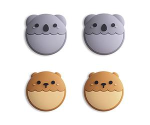 eXtremeRate PlayVital Cute Thumb Grip Caps for Nintendo Switch, Joystick Caps for Nintendo Switch Lite, Silicone Analog Cover Thumbstick Grips for Switch OLED Joycon - Brown Bear & Koala