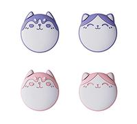 eXtremeRate PlayVital Cute Thumb Grip Caps for Nintendo Switch, Joystick Caps for Switch Lite, Silicone Analog Cover Thumbstick Grips for Switch OLED Joycon - Husky & Kitty Pale Red & Light Violet