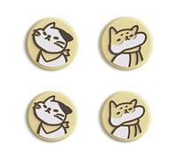 eXtremeRate PlayVital Cute Thumb Grip Caps for Nintendo Switch OLED, Joystick Caps for Switch Lite, Silicone Analog Cover Thumbstick Grips for Switch Joycon - Kitten & Doggie Cream Yellow