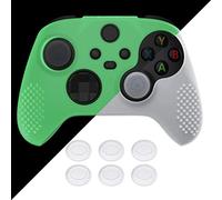 eXtremeRate PlayVital Glow in Dark - Green 3D Studded Edition Anti-Slip Silicone Cover Skin for Xbox Series X Controller, Soft Rubber Case Protector for Xbox Series S Controller with Thumb Grip Caps